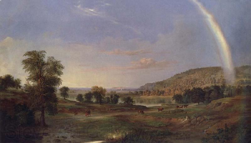 Robert S.Duncanson Landscape with Rainbow Norge oil painting art